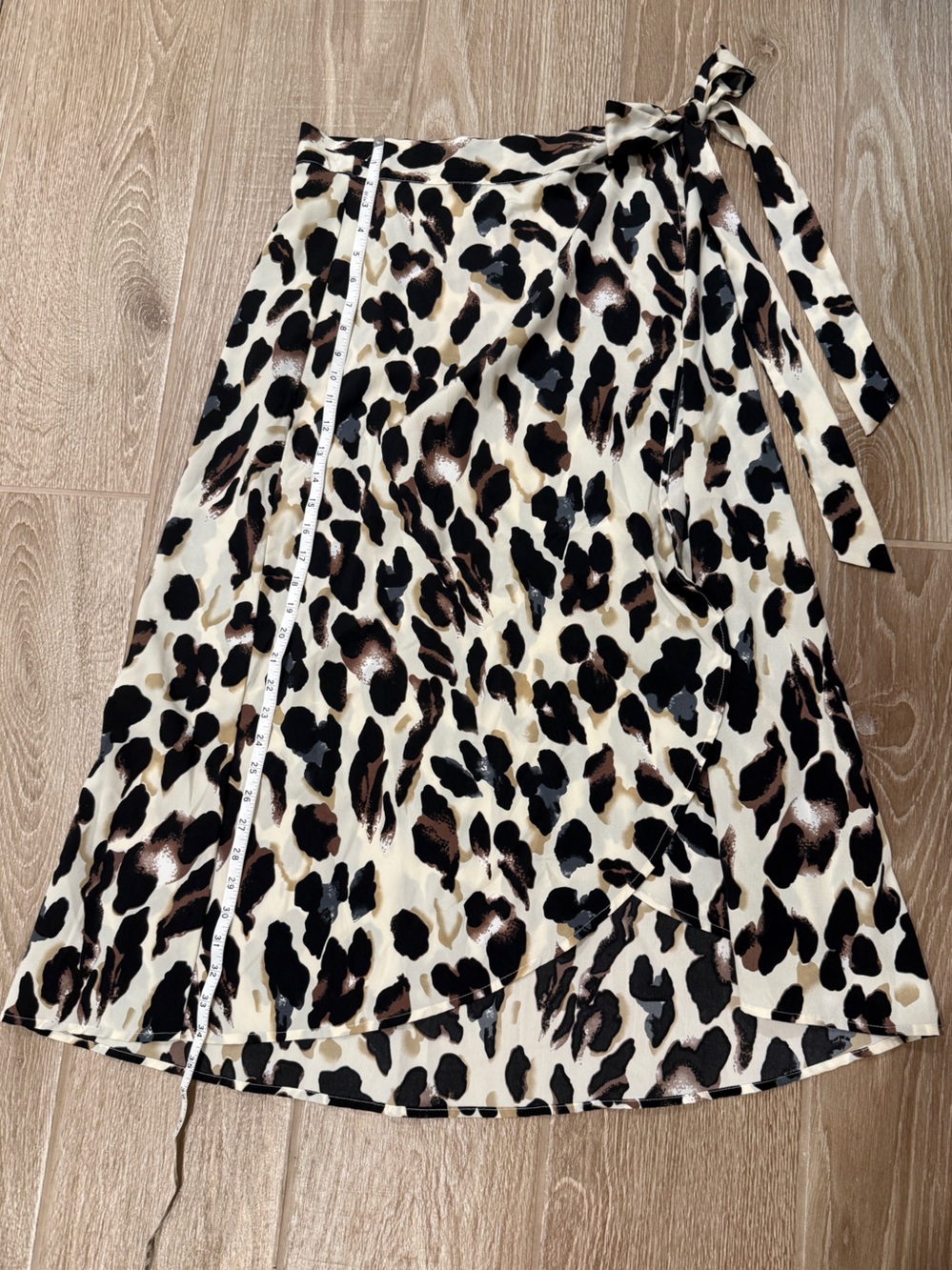 Leopard Print Wrap Maxi Skirt - Cream and Brown